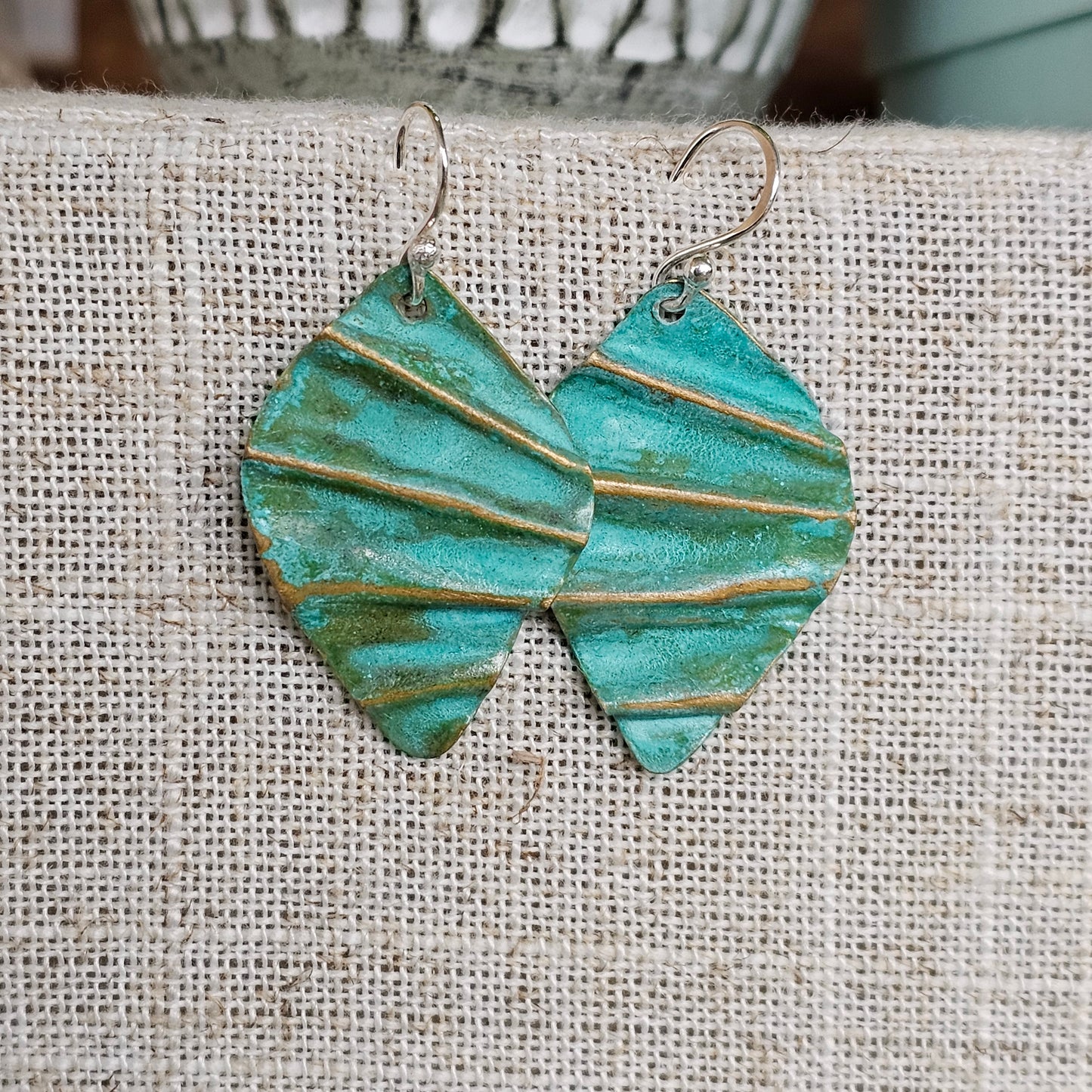 Ocean Treasure Patina Earrings | Brass