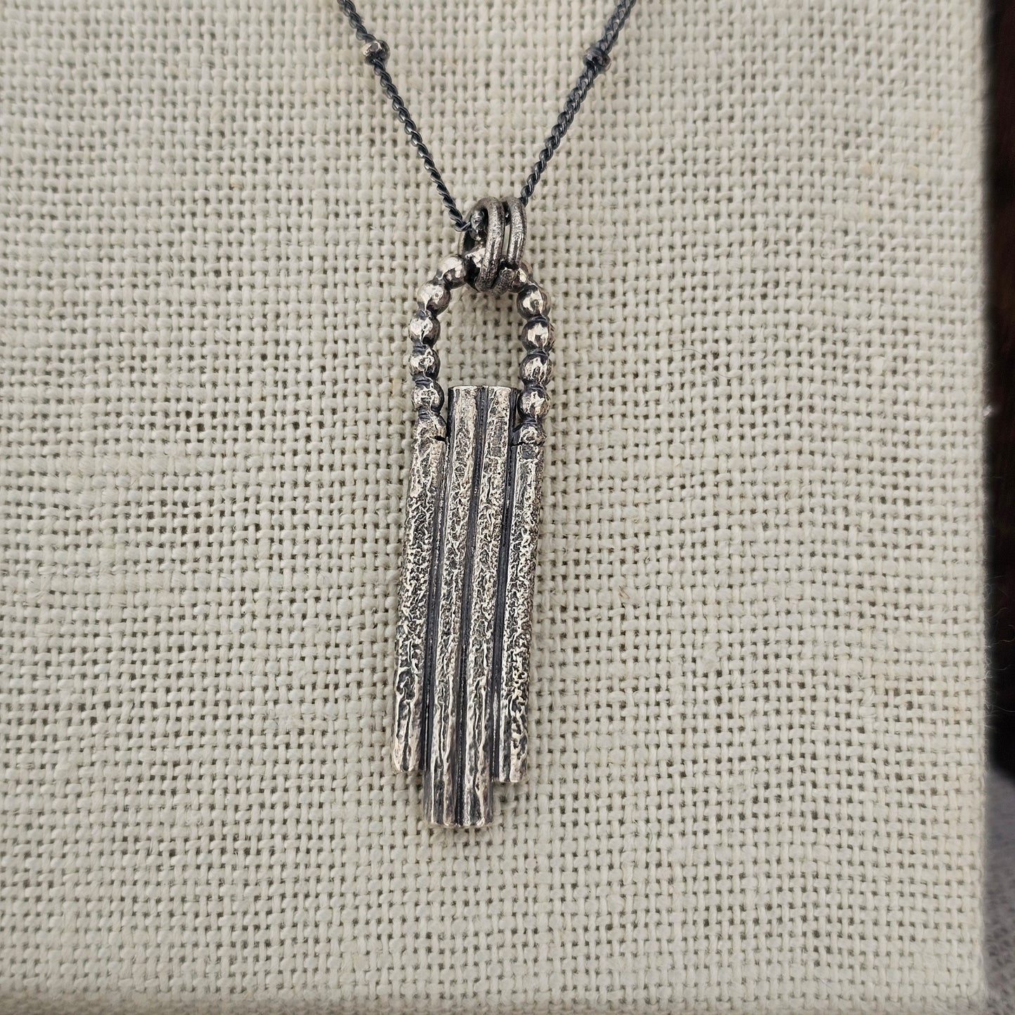 Earthen Artifacts Textured Oxidized Sterling Silver Pendant Necklace
