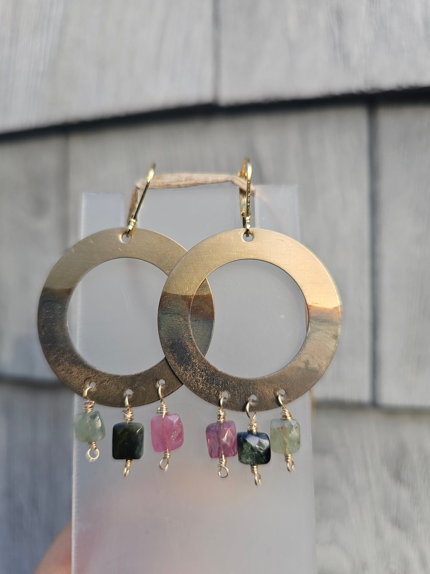 Gilded Cocoa Tourmaline Circle Earring