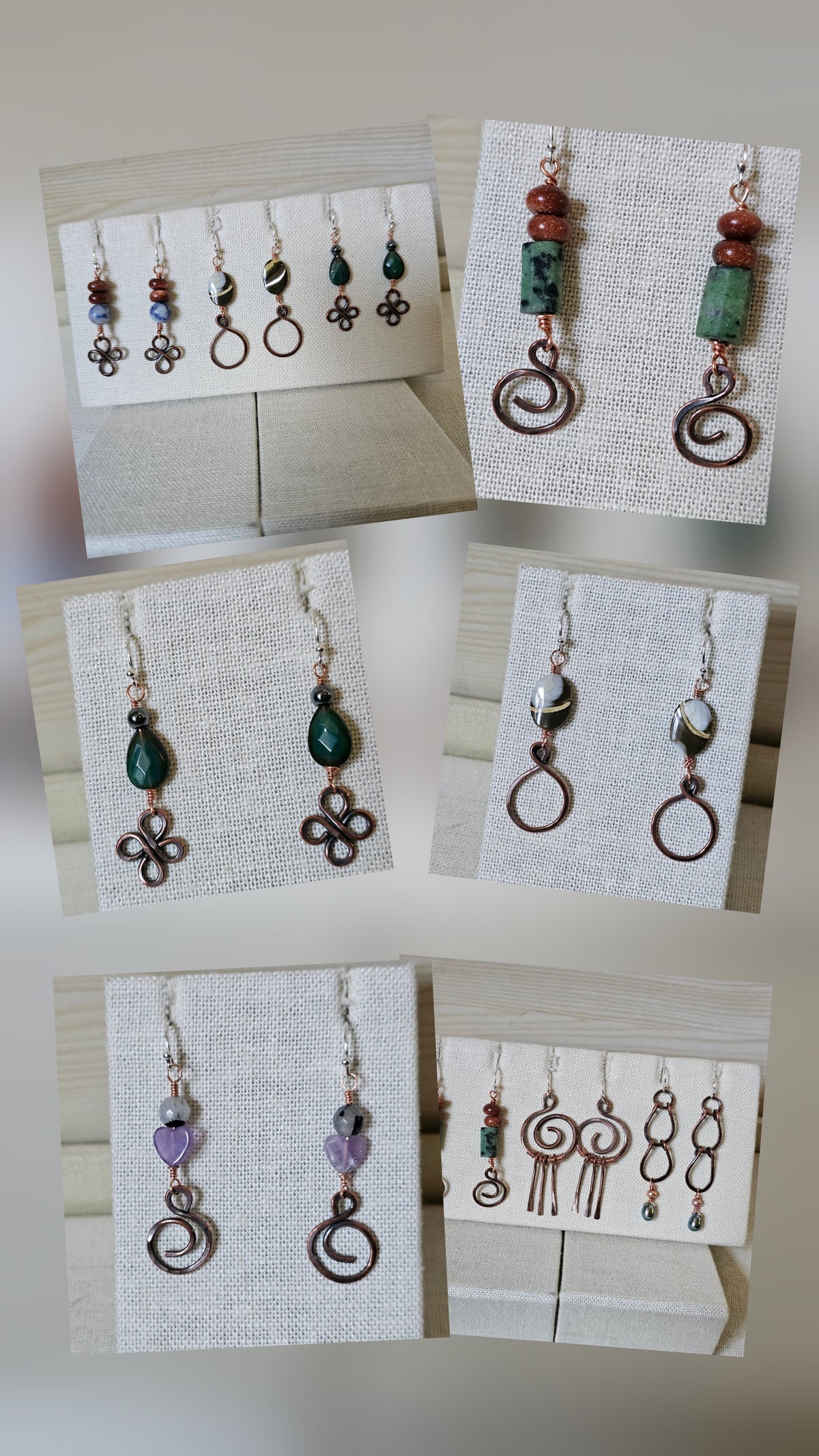 Spiral and Vine Handcrafted Copper Earrings