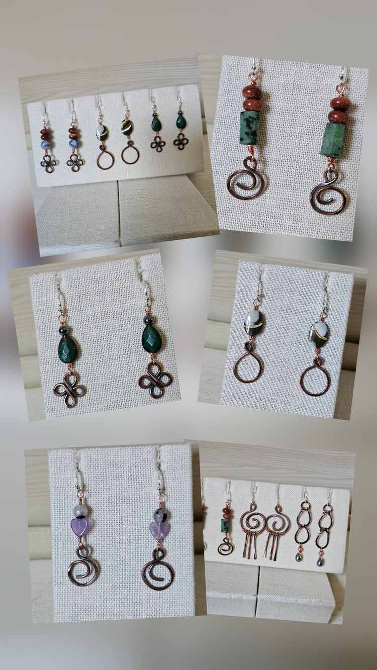 Spiral and Vine Handcrafted Copper Earrings