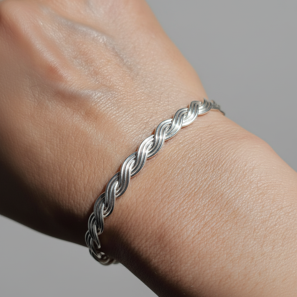 Goddess Braid Sterling Silver Bracelet
