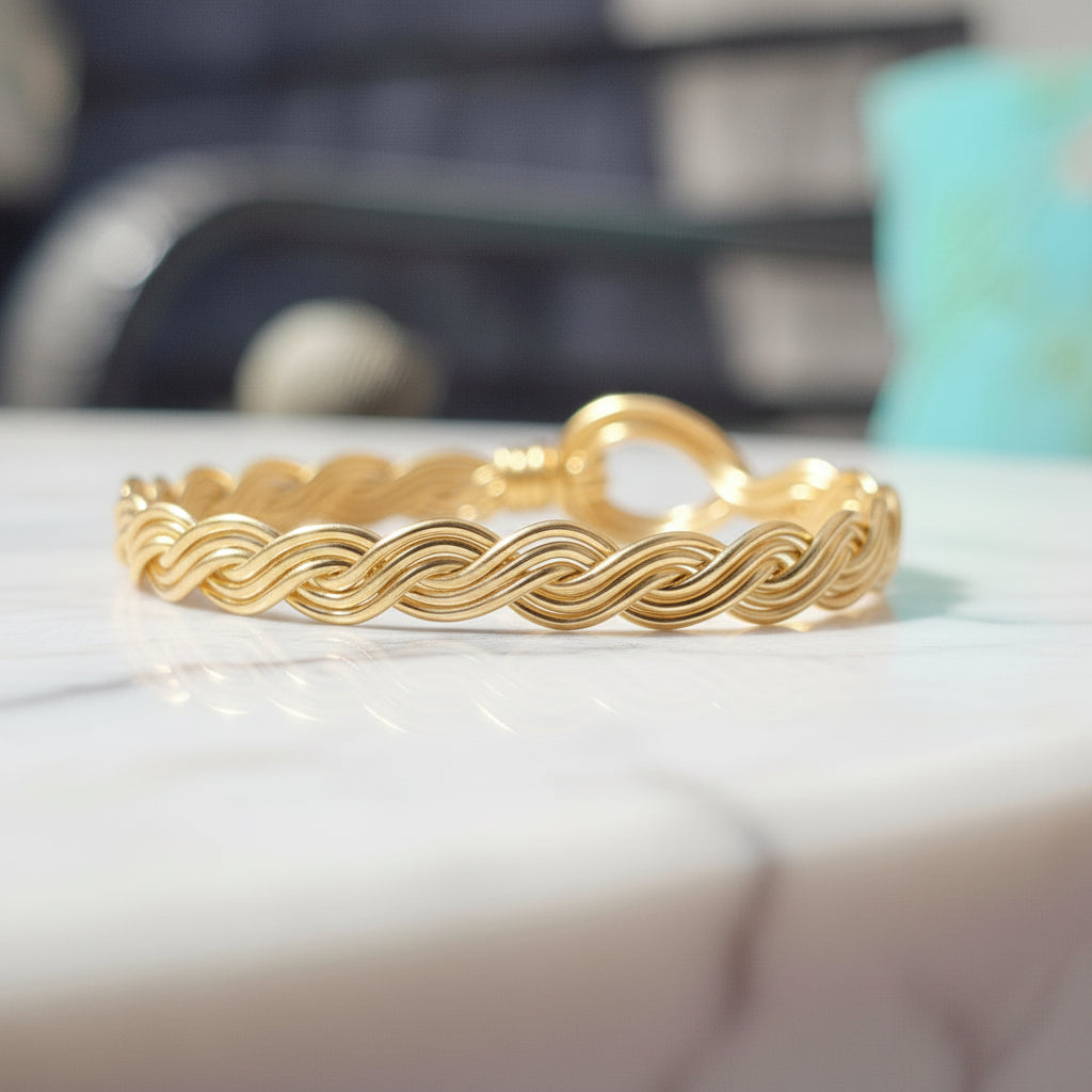 A handmade  14K gold-filled braided 6 strand bracelet