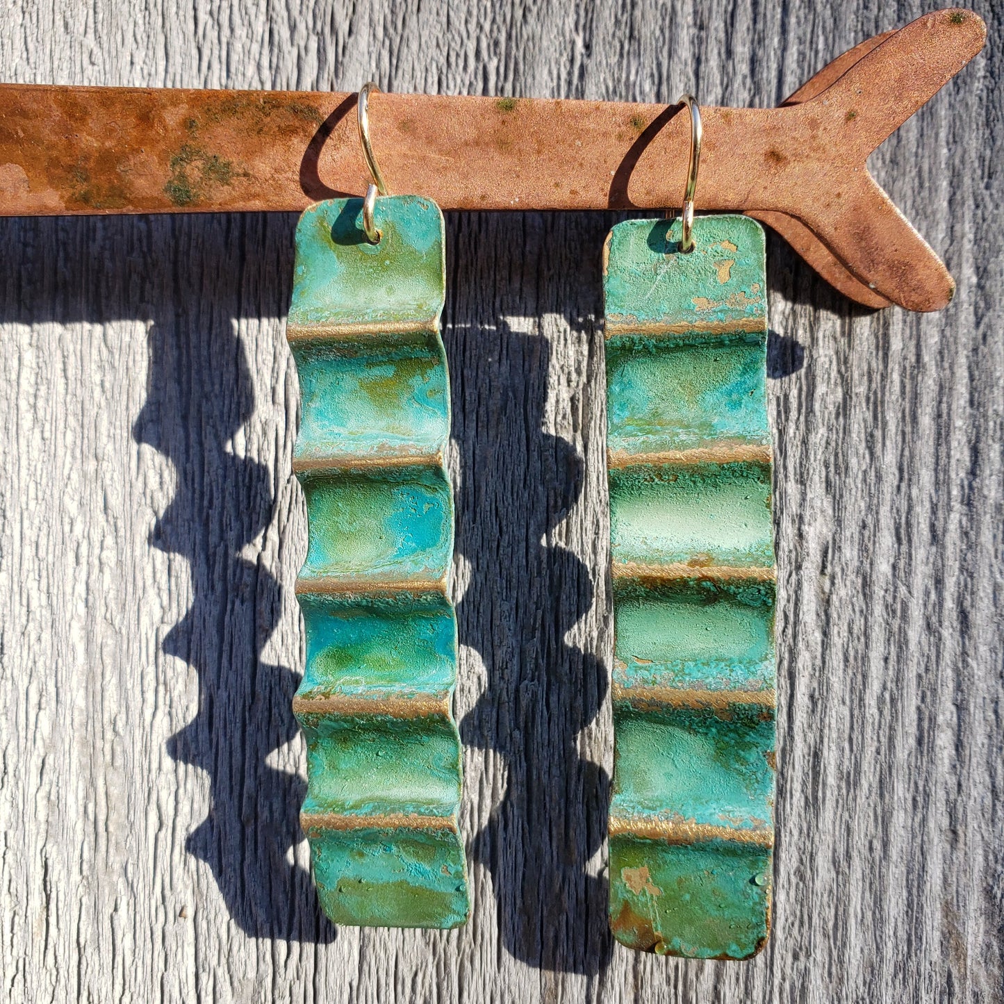 Ocean Treasure Patina Earrings | Brass