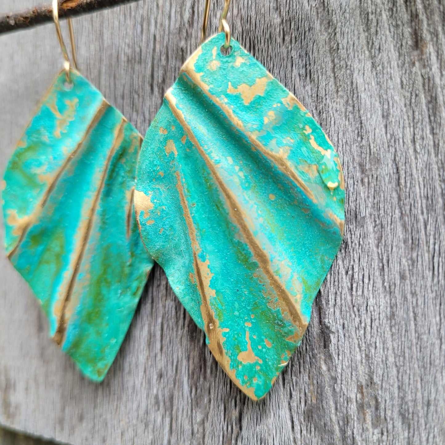 Ocean Treasure Patina Earrings | Brass