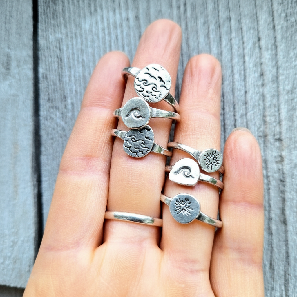 Seashore Signet Sterling Silver Ring