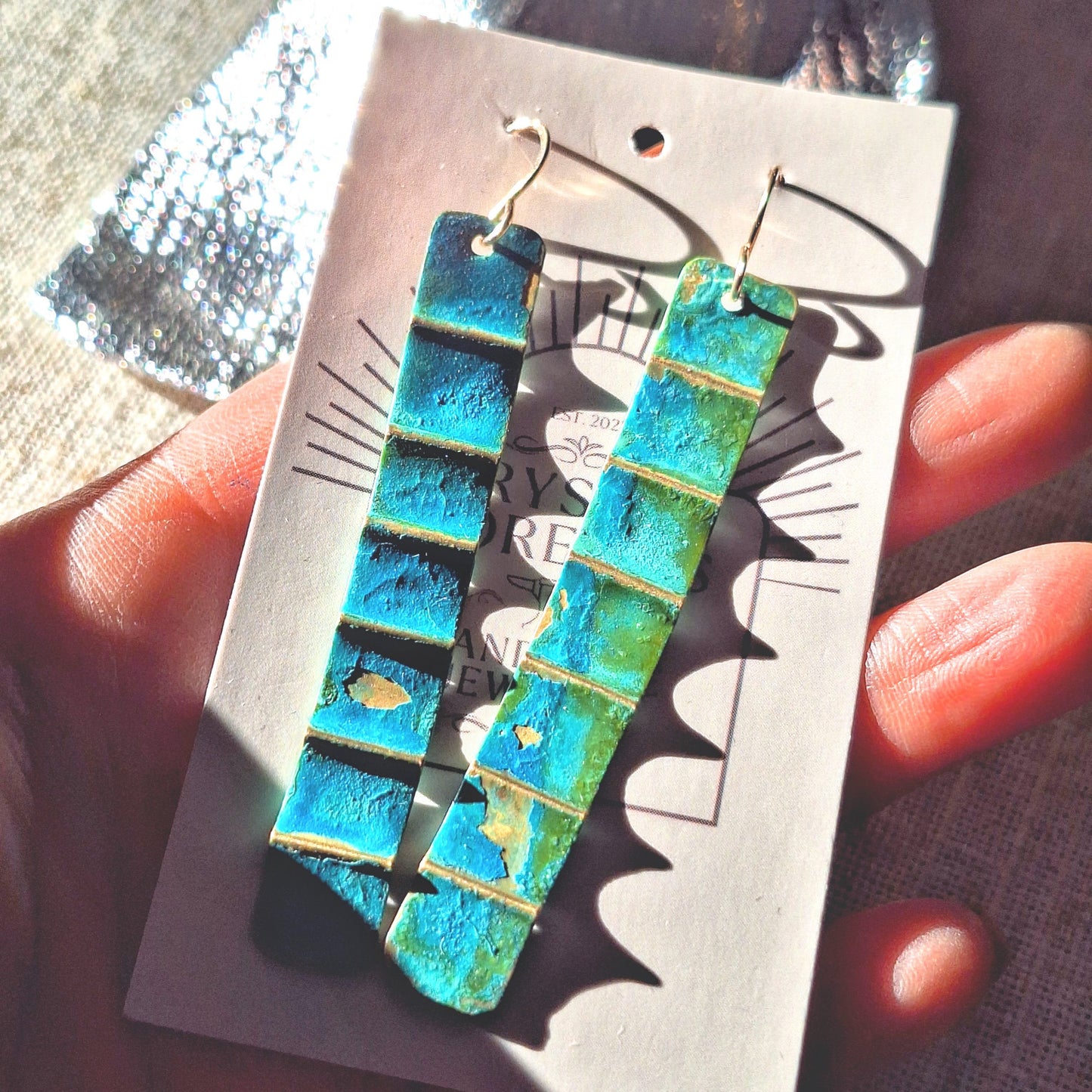 Ocean Treasure Green Patina Earring | Brass