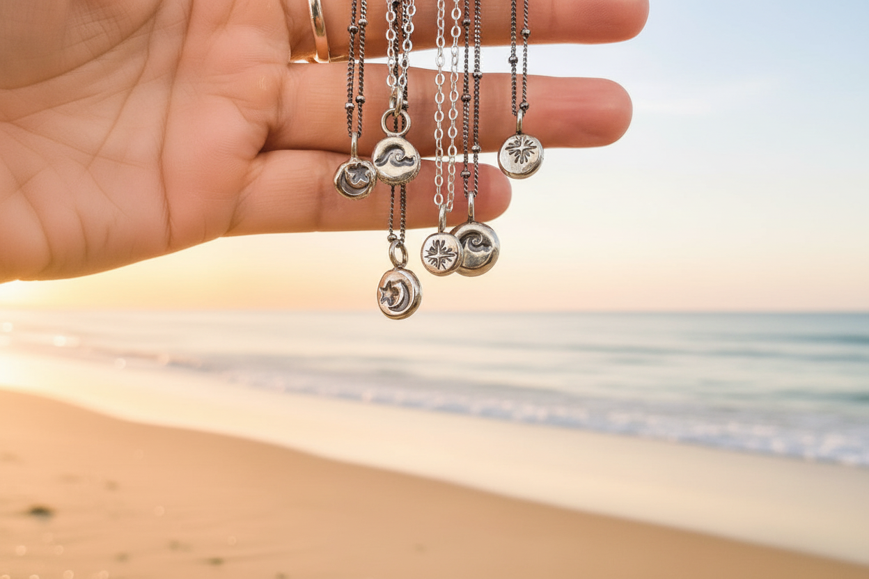 Salty Silver Pebble Pendant Necklace