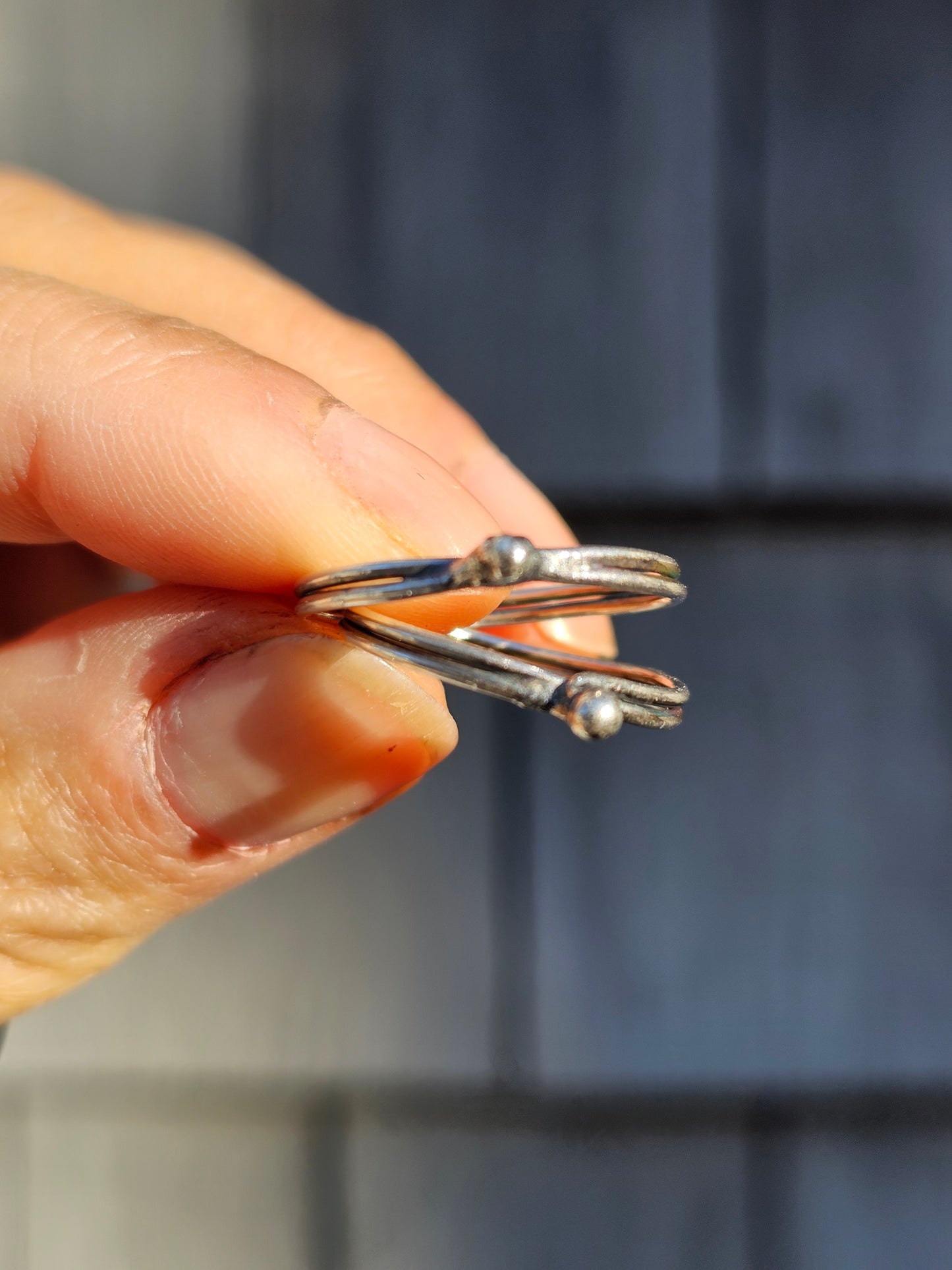 Handcrafted Double Band Silver Bud Stacker Ring