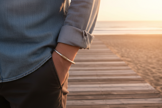 Meridian Sterling Silver Mens Bracelet | 14K Gold-fill