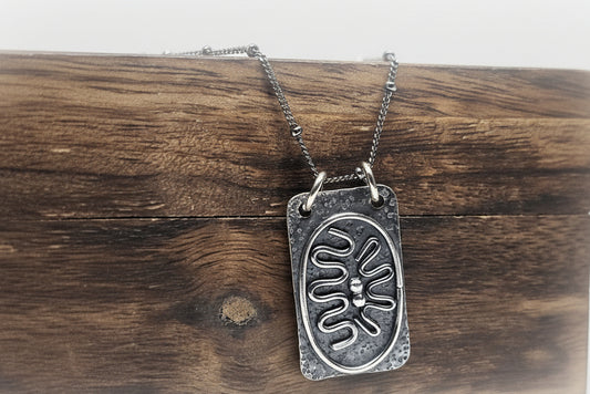 Ripple Design Tag Necklace In Sterling Silver