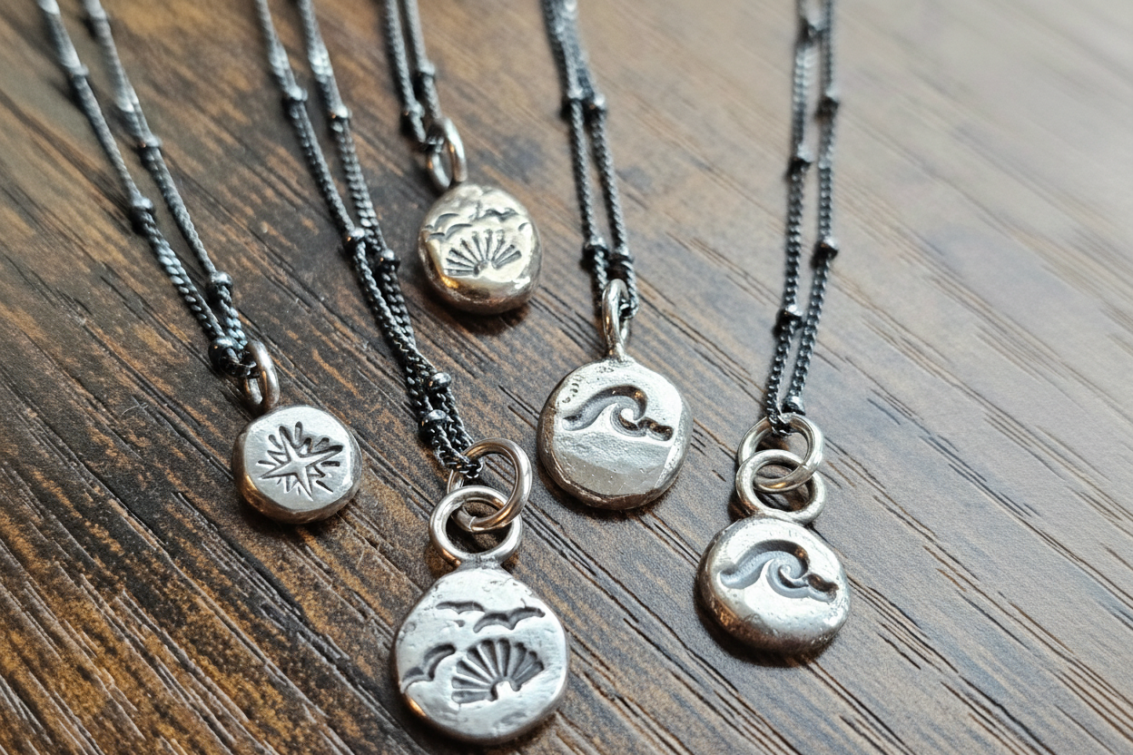 Salty Silver Pebble Pendant Necklace