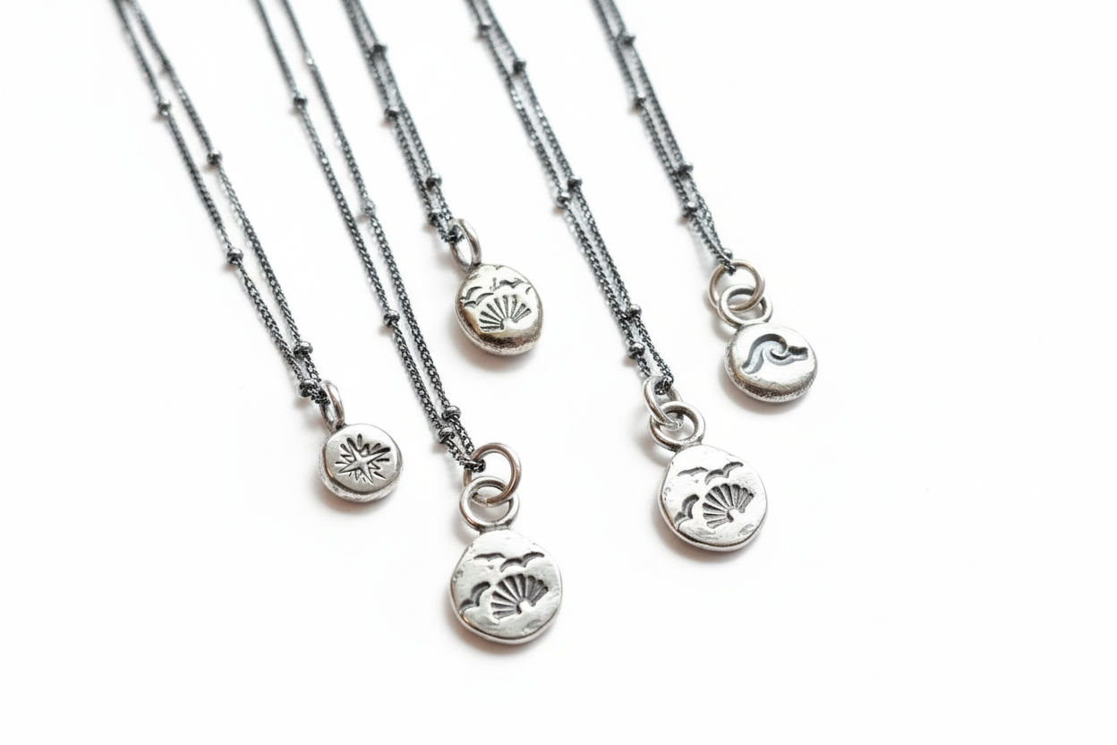 Salty Silver Pebble Pendant Necklace