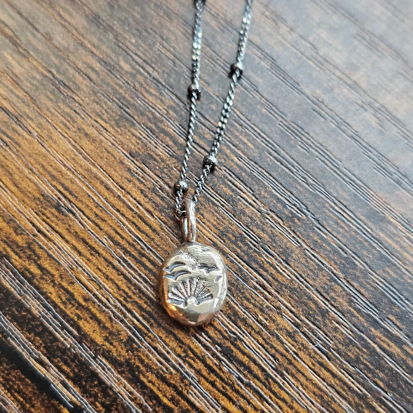 Salty Silver Pebble Pendant Necklace