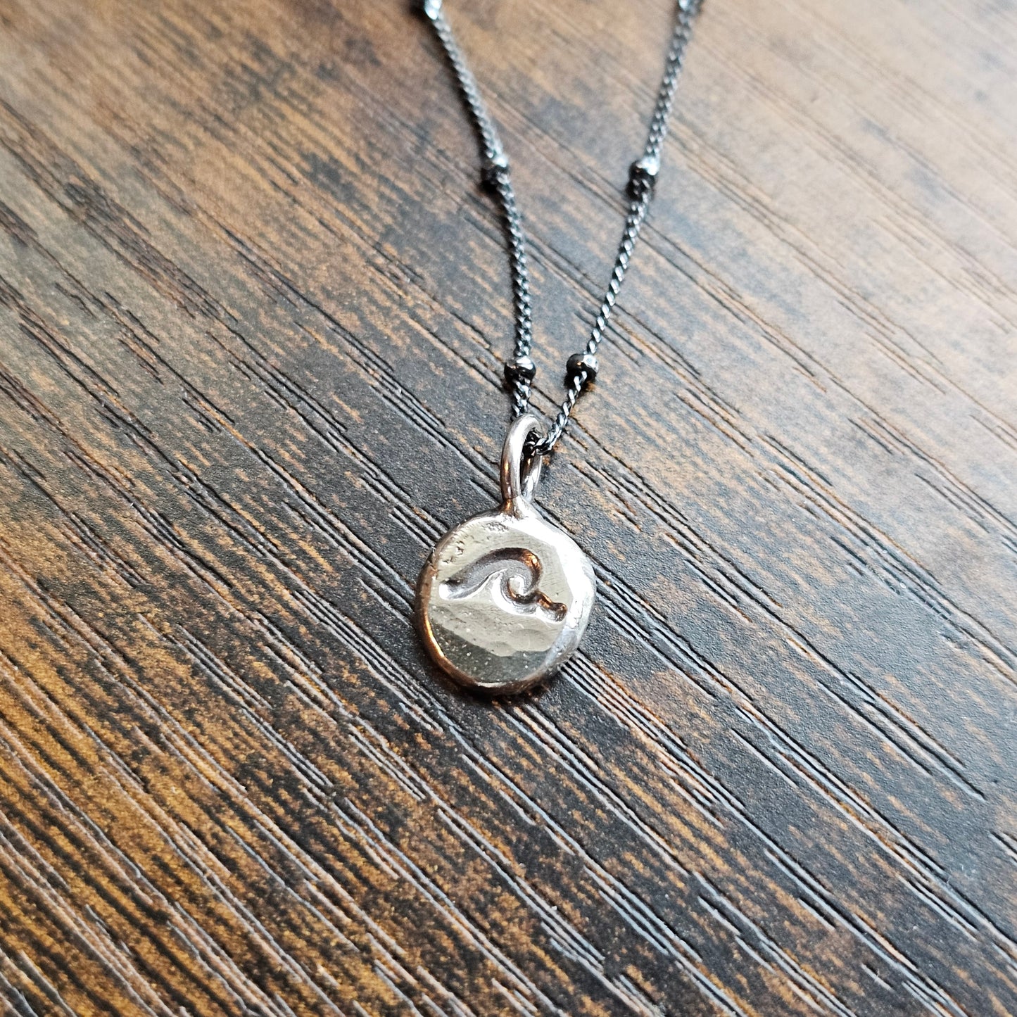 Salty Silver Pebble Pendant Necklace