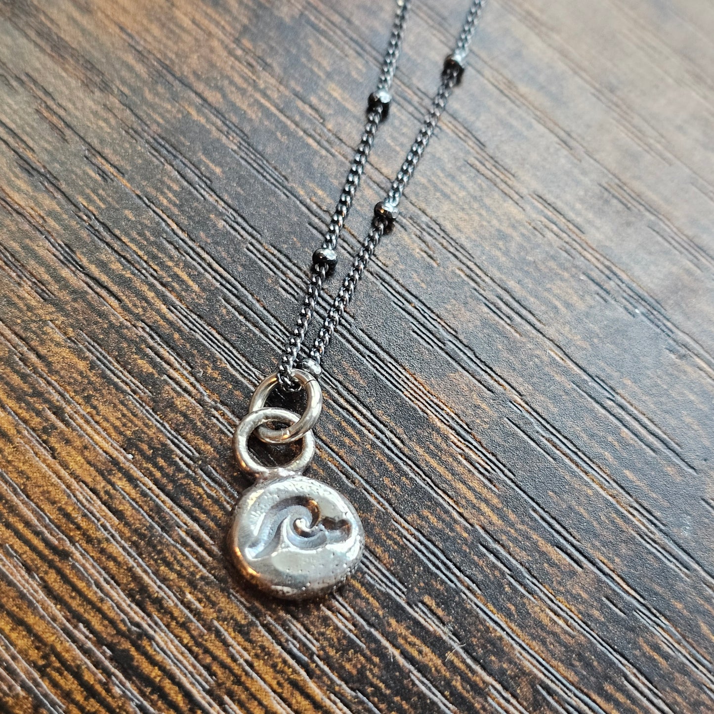 Salty Silver Pebble Pendant Necklace