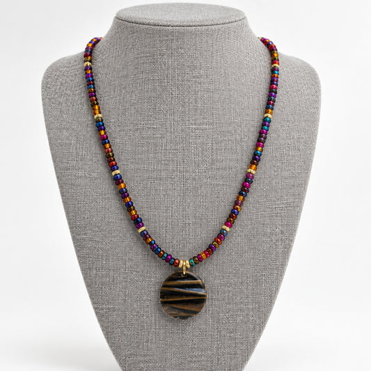 Boho Artisan Beaded Pendant Necklace – 16-18" Adjustable