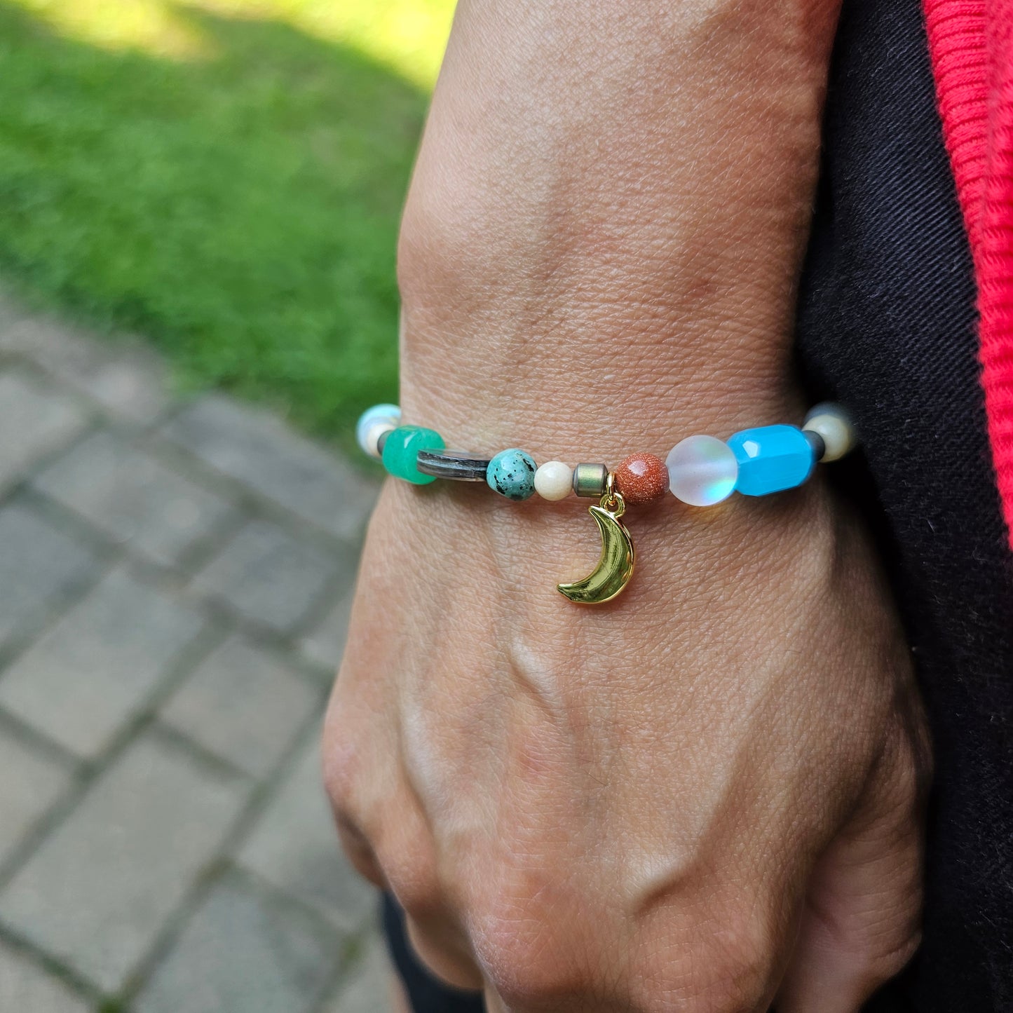 Kaleidoscope Gemstone Roll-on Charm Bracelet