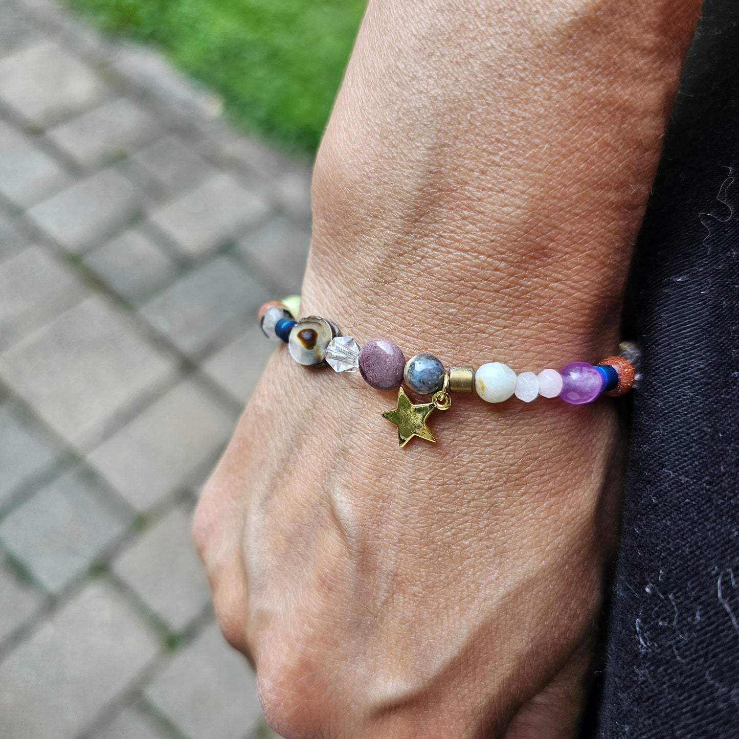 Kaleidoscope Gemstone Roll-on Charm Bracelet