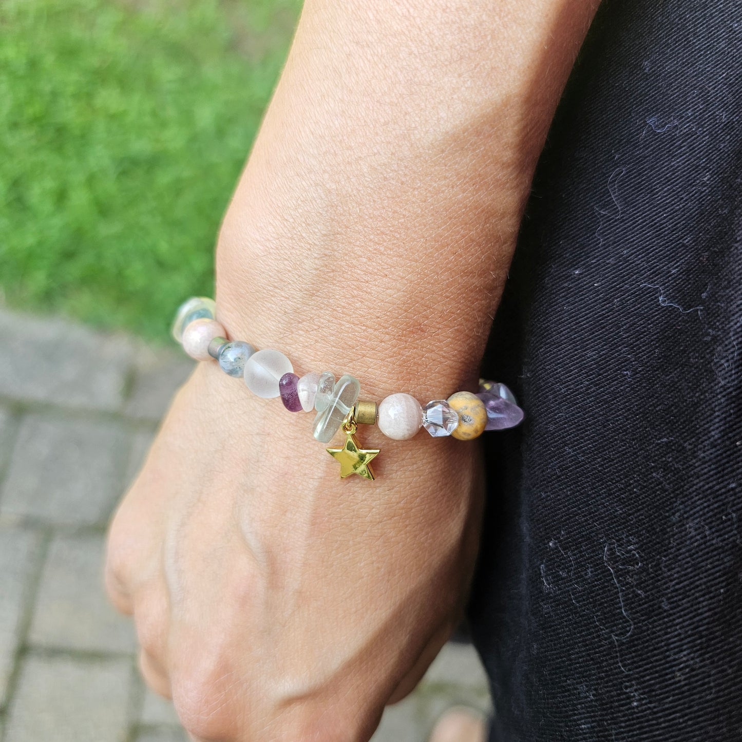 Kaleidoscope Gemstone Roll-on Charm Bracelet