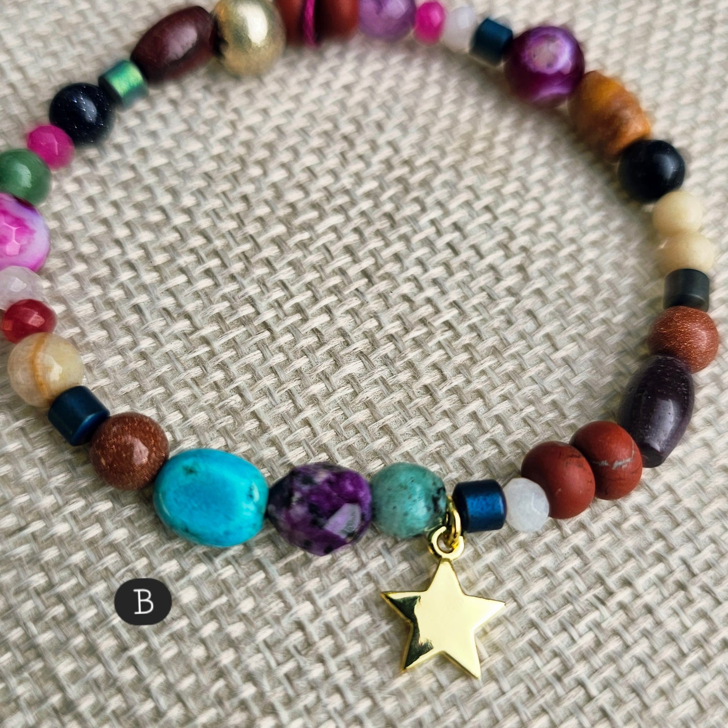 Kaleidoscope Gemstone Roll-on Charm Bracelet