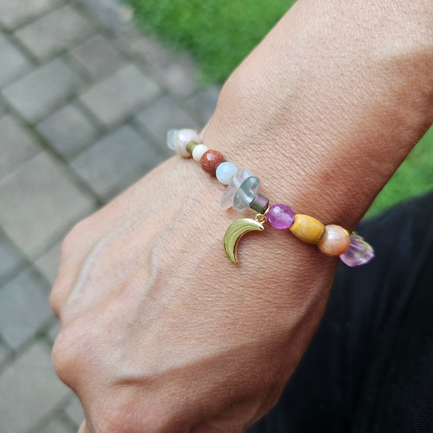 Kaleidoscope Gemstone Roll-on Charm Bracelet