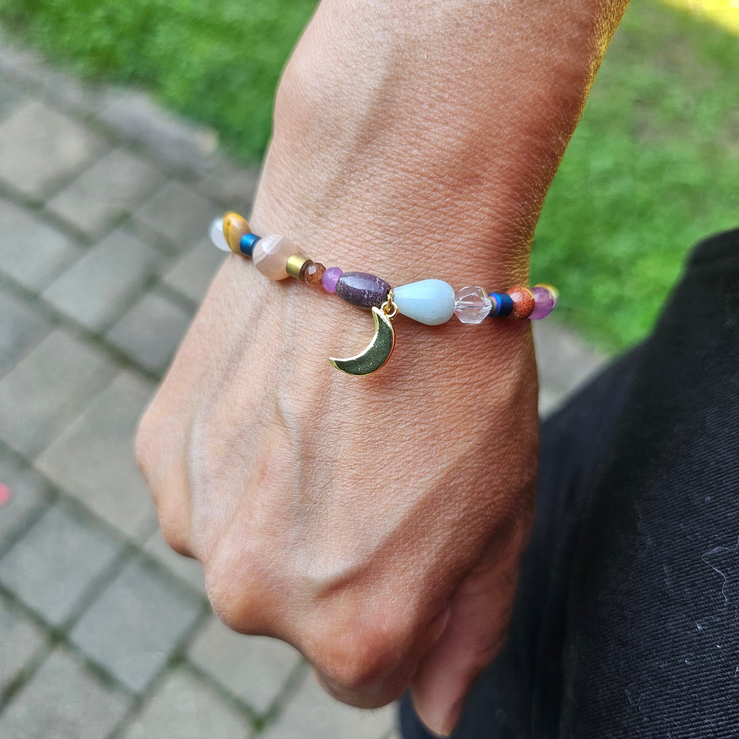 Kaleidoscope Gemstone Roll-on Charm Bracelet