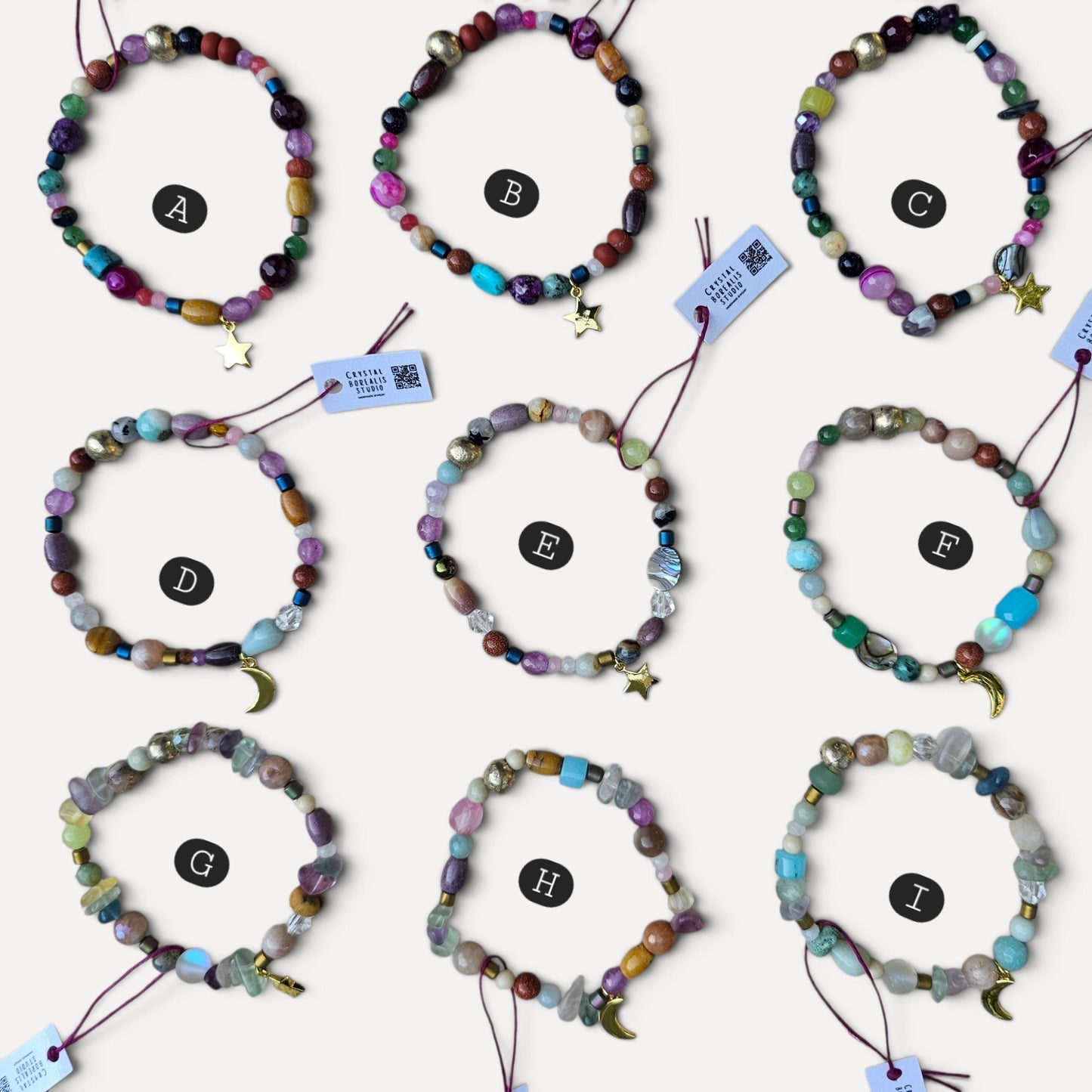 Kaleidoscope Gemstone Roll-on Charm Bracelet