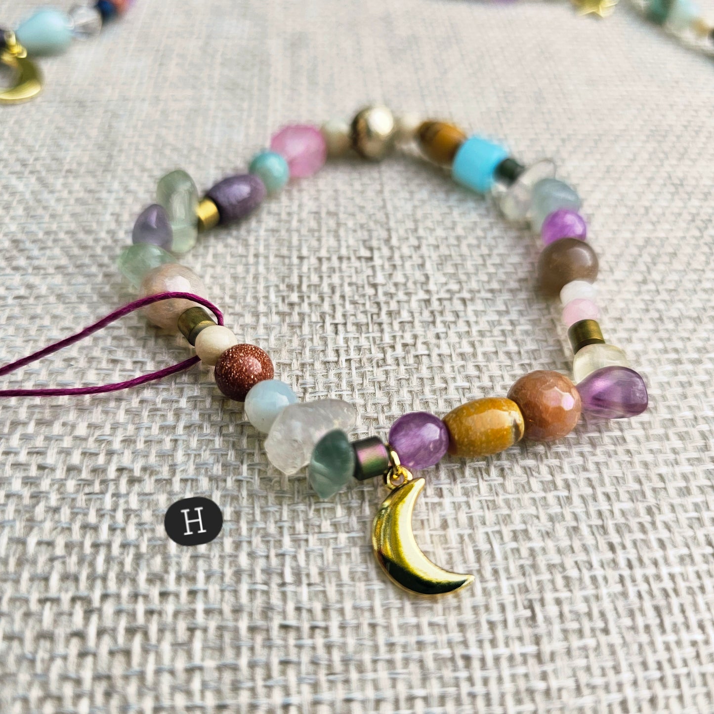 Kaleidoscope Gemstone Roll-on Charm Bracelet