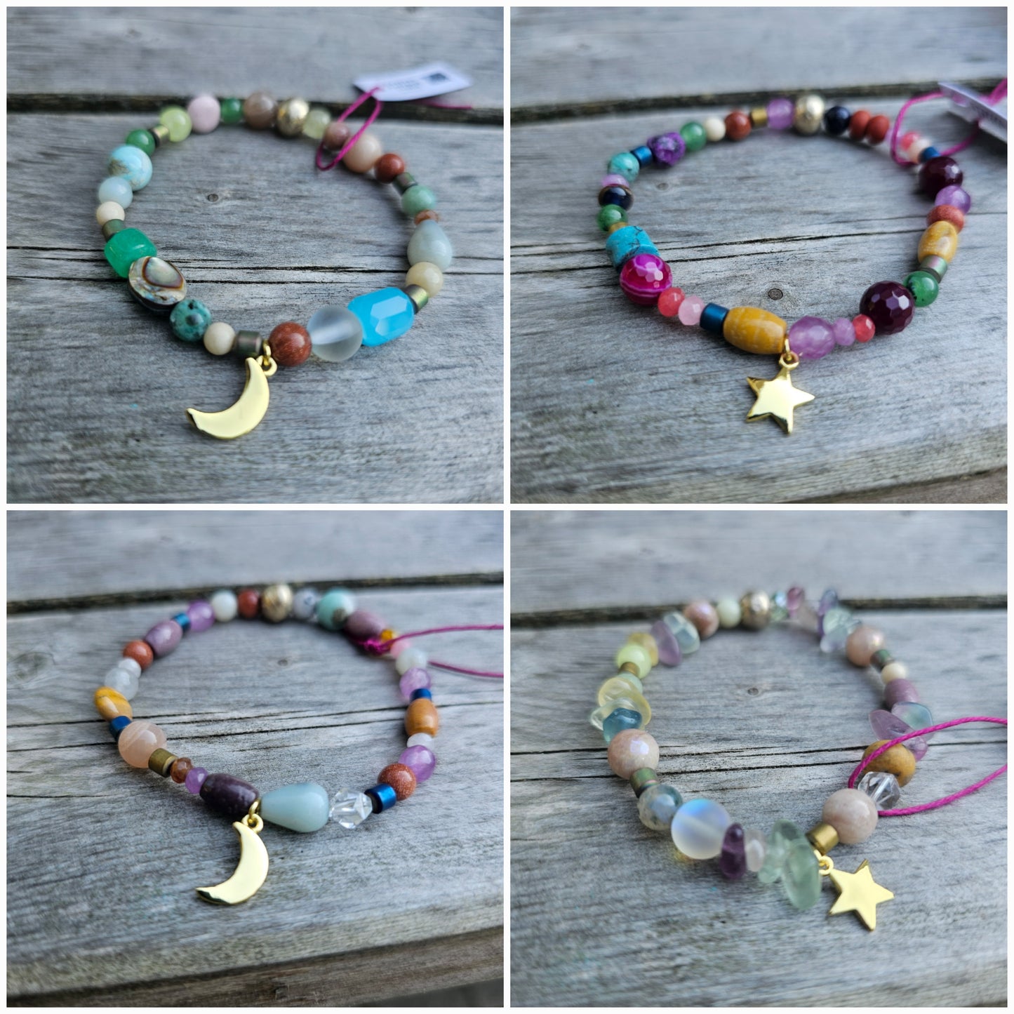 Kaleidoscope Gemstone Roll-on Charm Bracelet