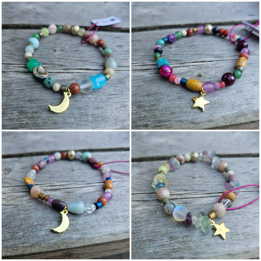 Kaleidoscope Gemstone Roll-on Charm Bracelet