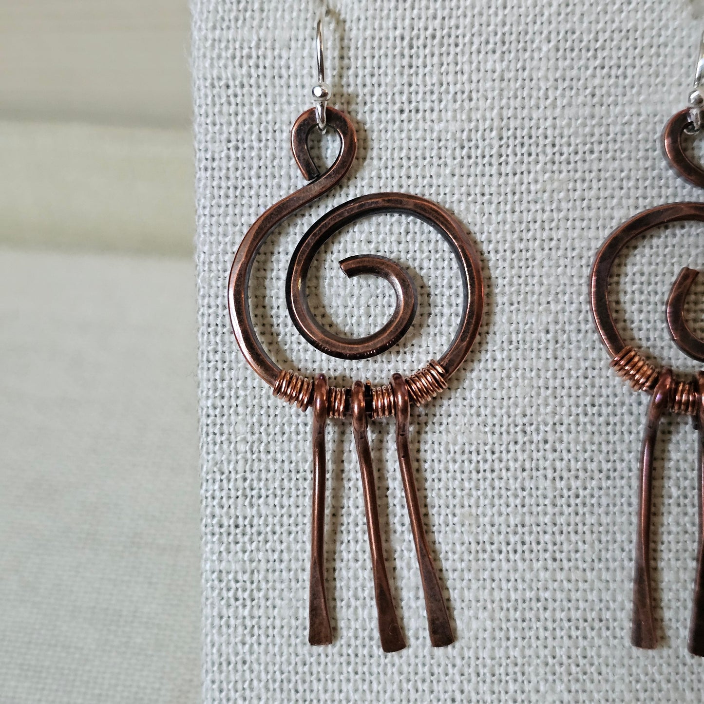 Spiral & Vine Gem and Copper Drop Earrings
