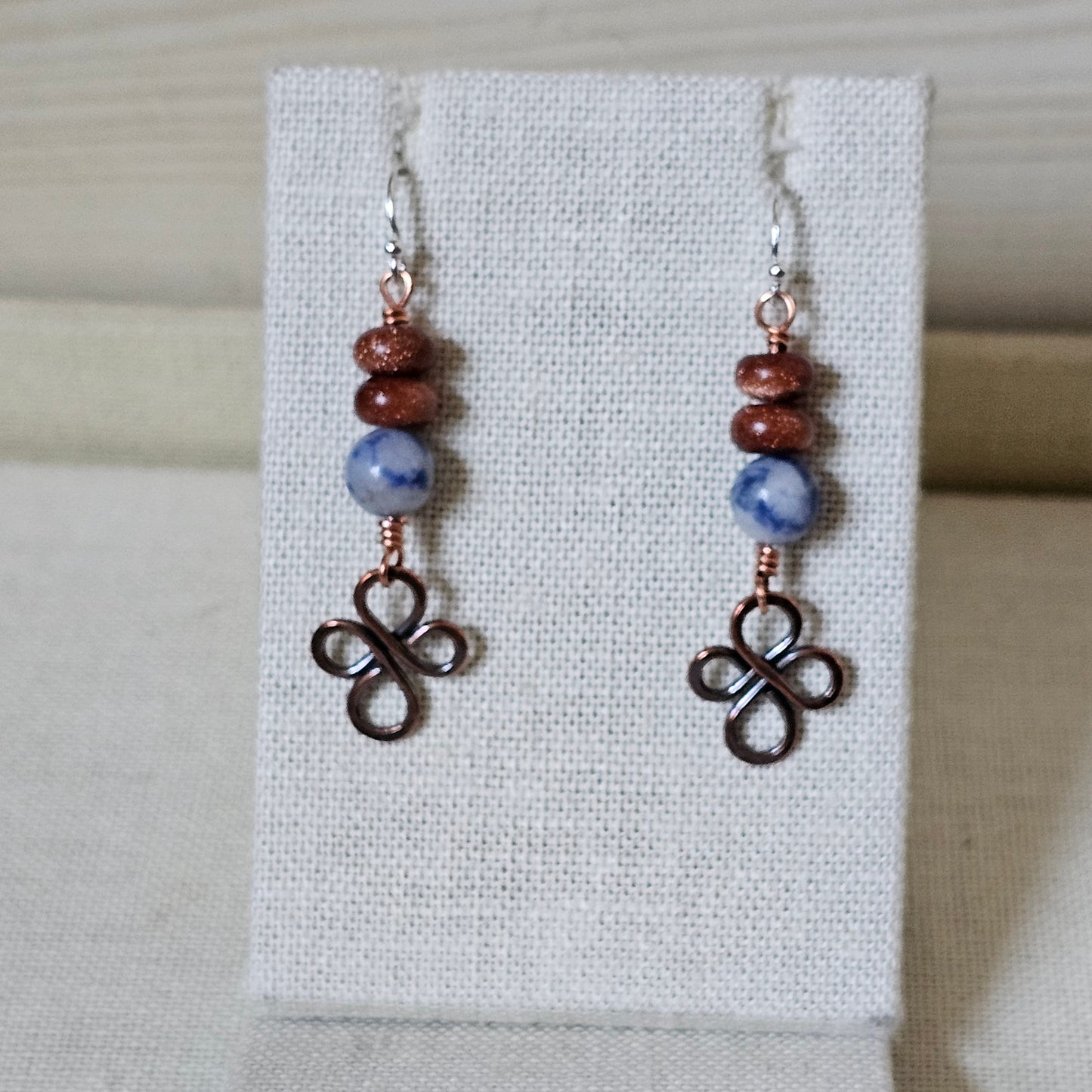Spiral & Vine Gem and Copper Drop Earrings
