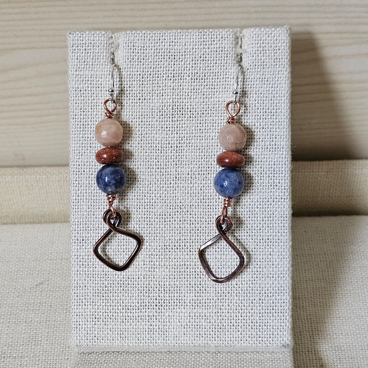 Spiral & Vine Gem and Copper Drop Earrings