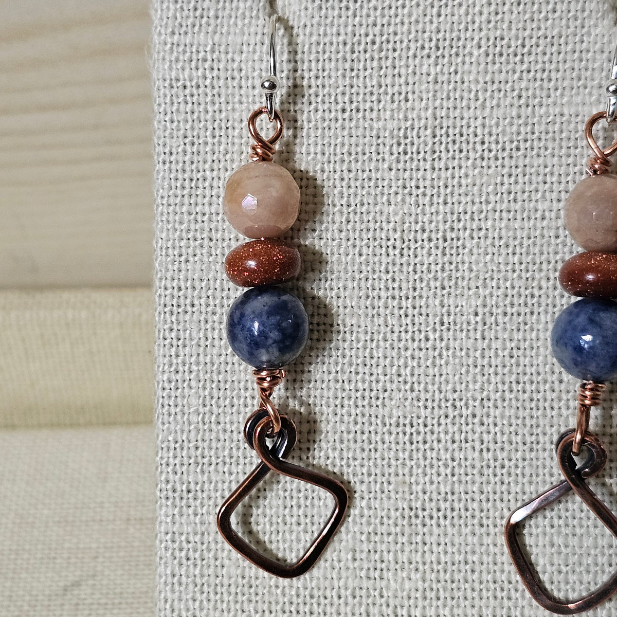Spiral & Vine Gem and Copper Drop Earrings