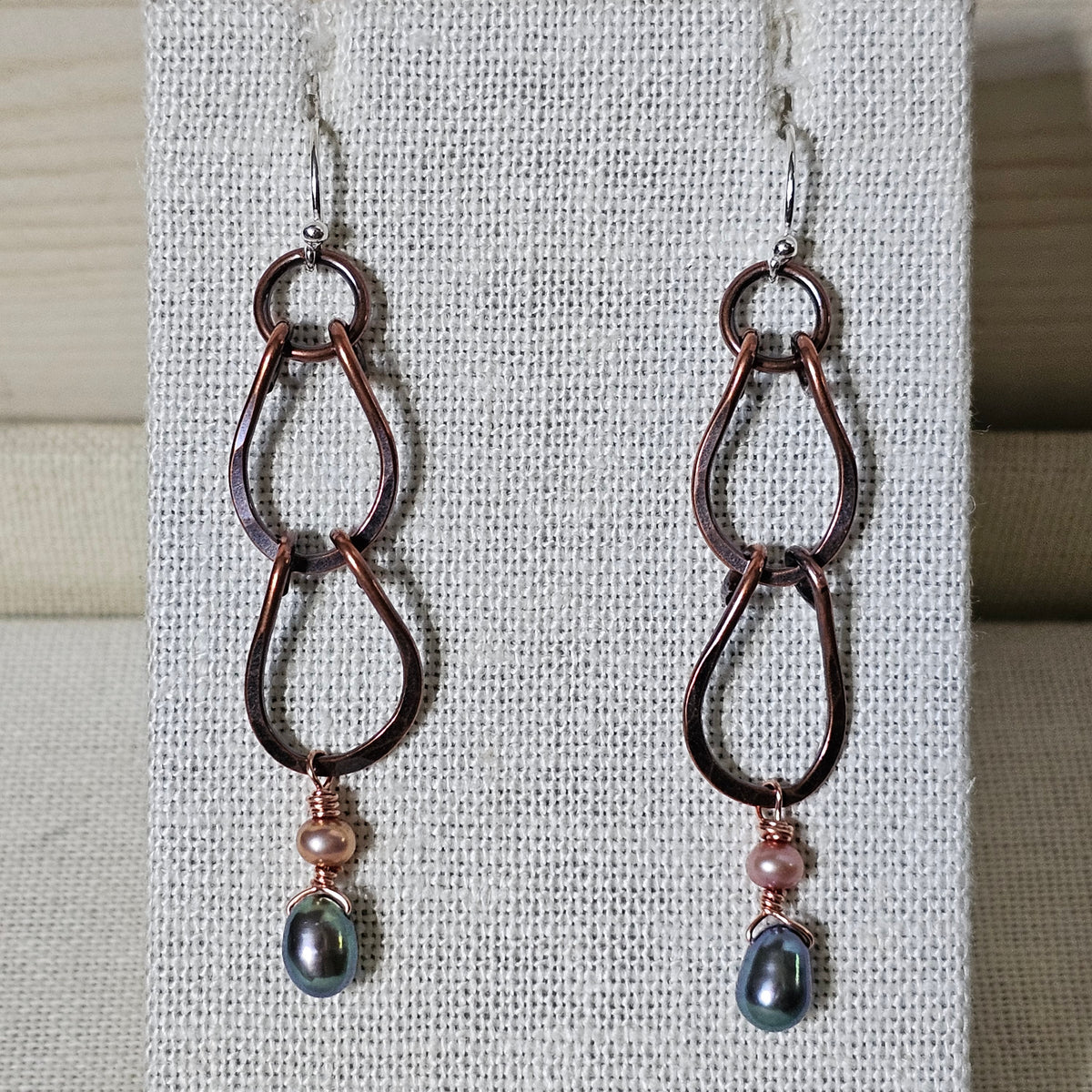 Spiral & Vine Gem and Copper Drop Earrings
