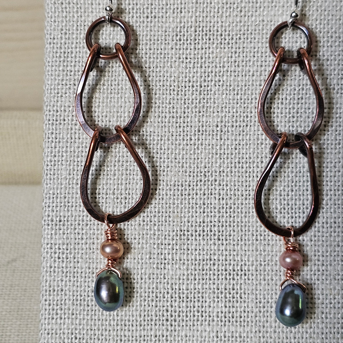Spiral & Vine Gem and Copper Drop Earrings