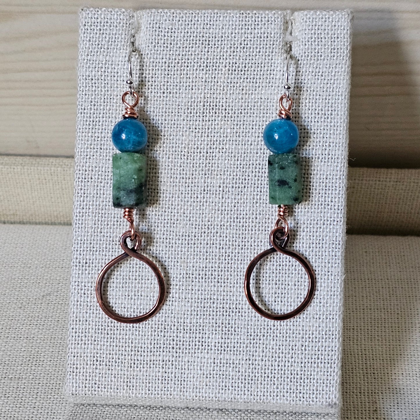 Spiral & Vine Gem and Copper Drop Earrings