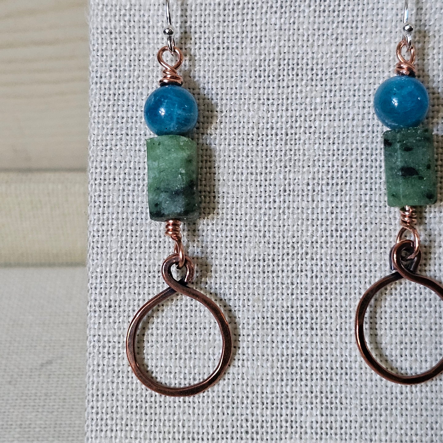 Spiral & Vine Gem and Copper Drop Earrings