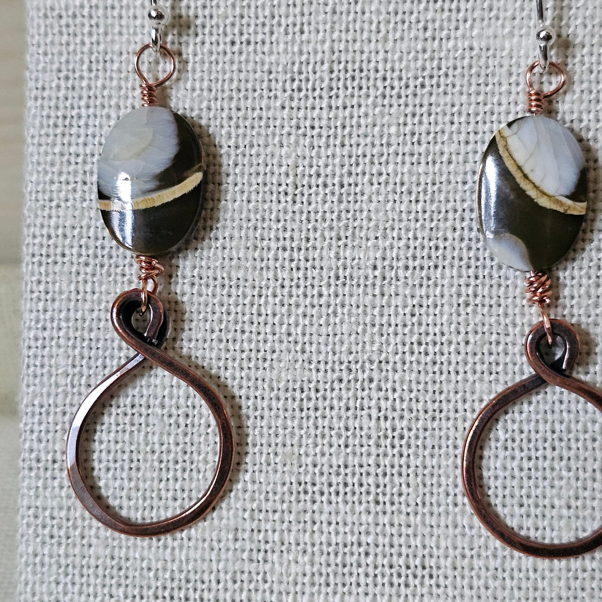 Spiral & Vine Gem and Copper Drop Earrings