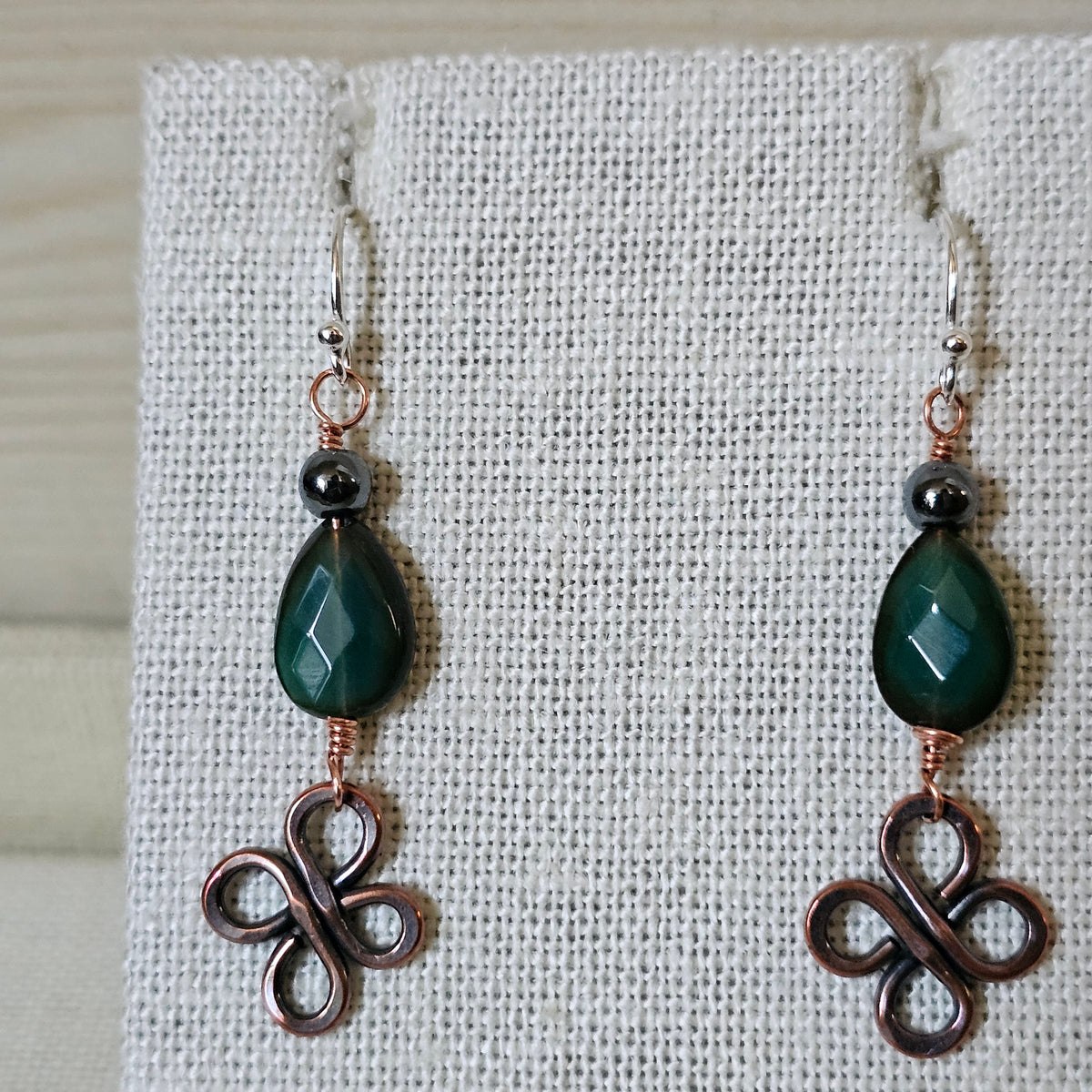 Spiral & Vine Gem and Copper Drop Earrings