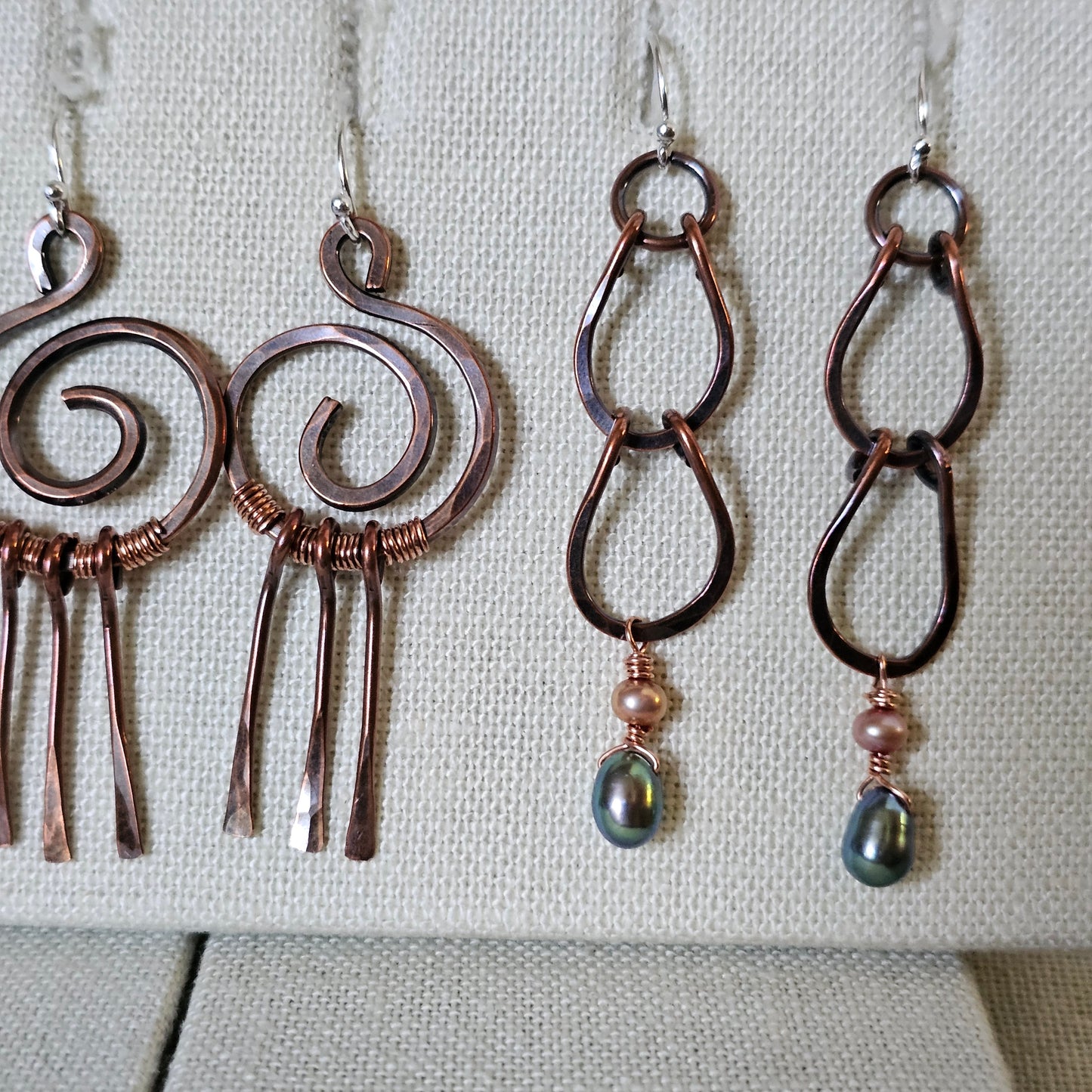 Spiral & Vine Gem and Copper Drop Earrings