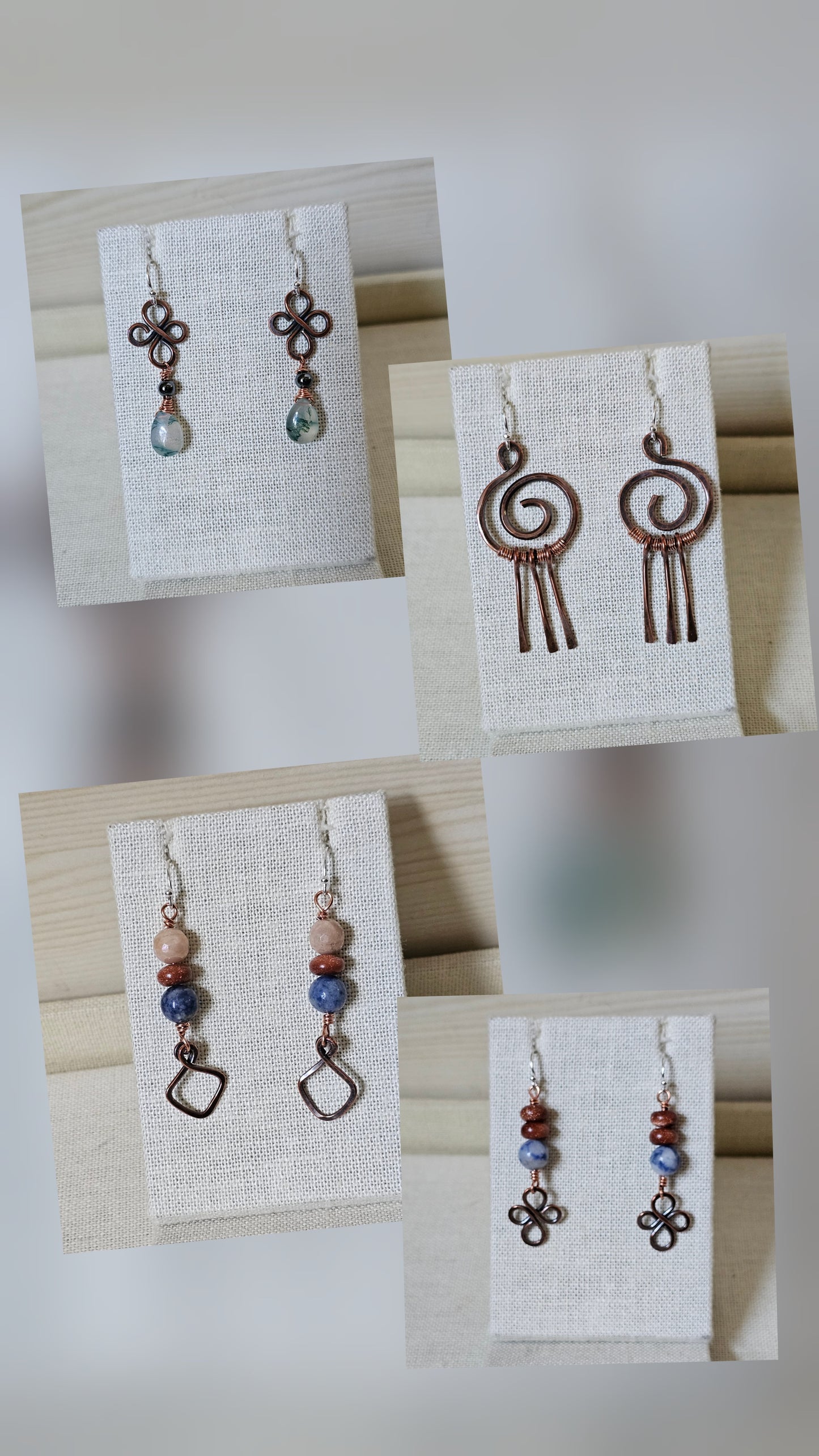 Spiral & Vine Gem and Copper Drop Earrings