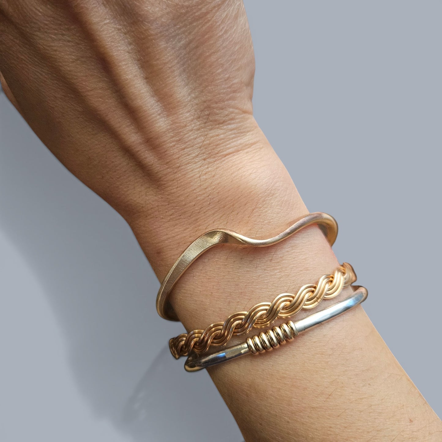 Handcrafted Brass Wave Cuff Bracelet