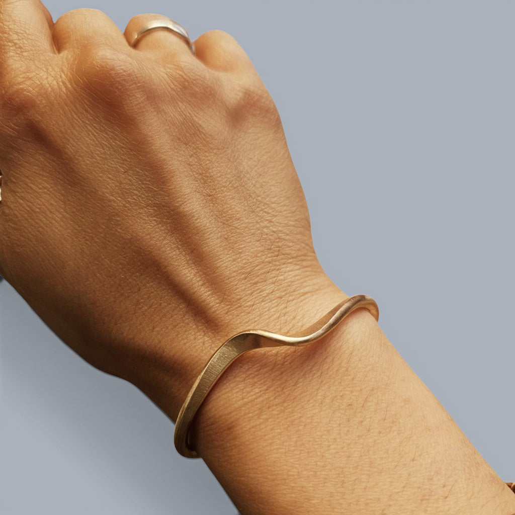 Handcrafted Brass Wave Cuff Bracelet