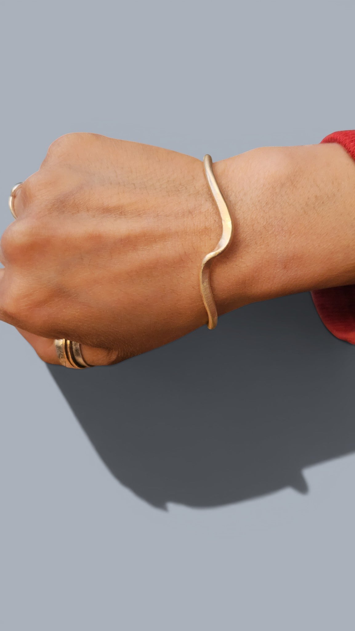 Handcrafted Brass Wave Cuff Bracelet