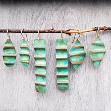 Load image into Gallery viewer, Scalloped Ocean Green Patina Earring Brass

