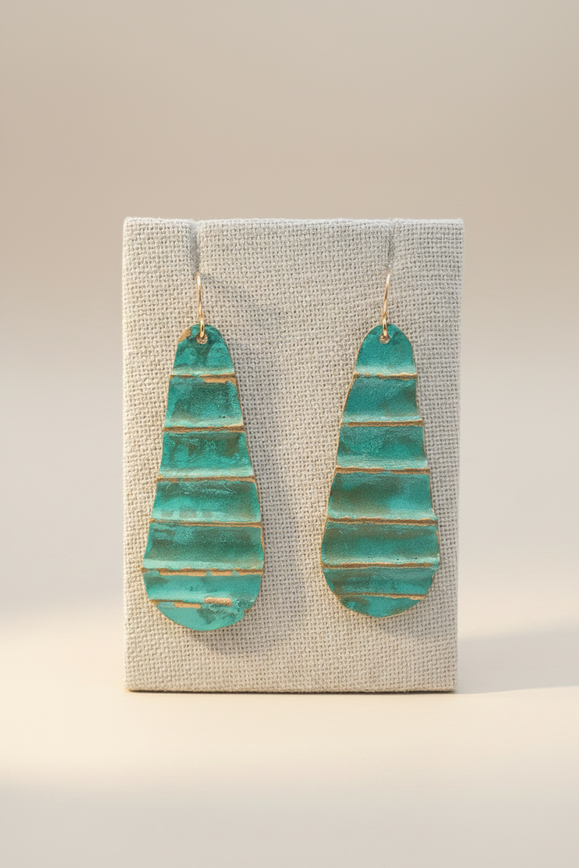 Ocean Treasure Patina Earrings | Brass