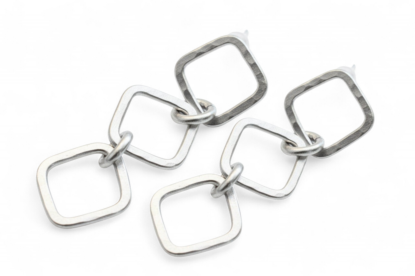 Geometric Triple Square Drops | Argentium Silver