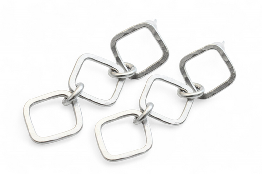 Argentium Silver Geometric Stud Lightweight Minimalist Earrings